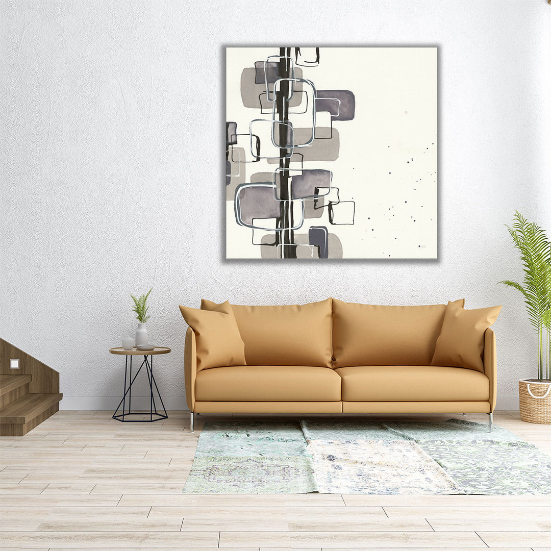 40x40 Wall Art – large square abstract canvas in gray tones
