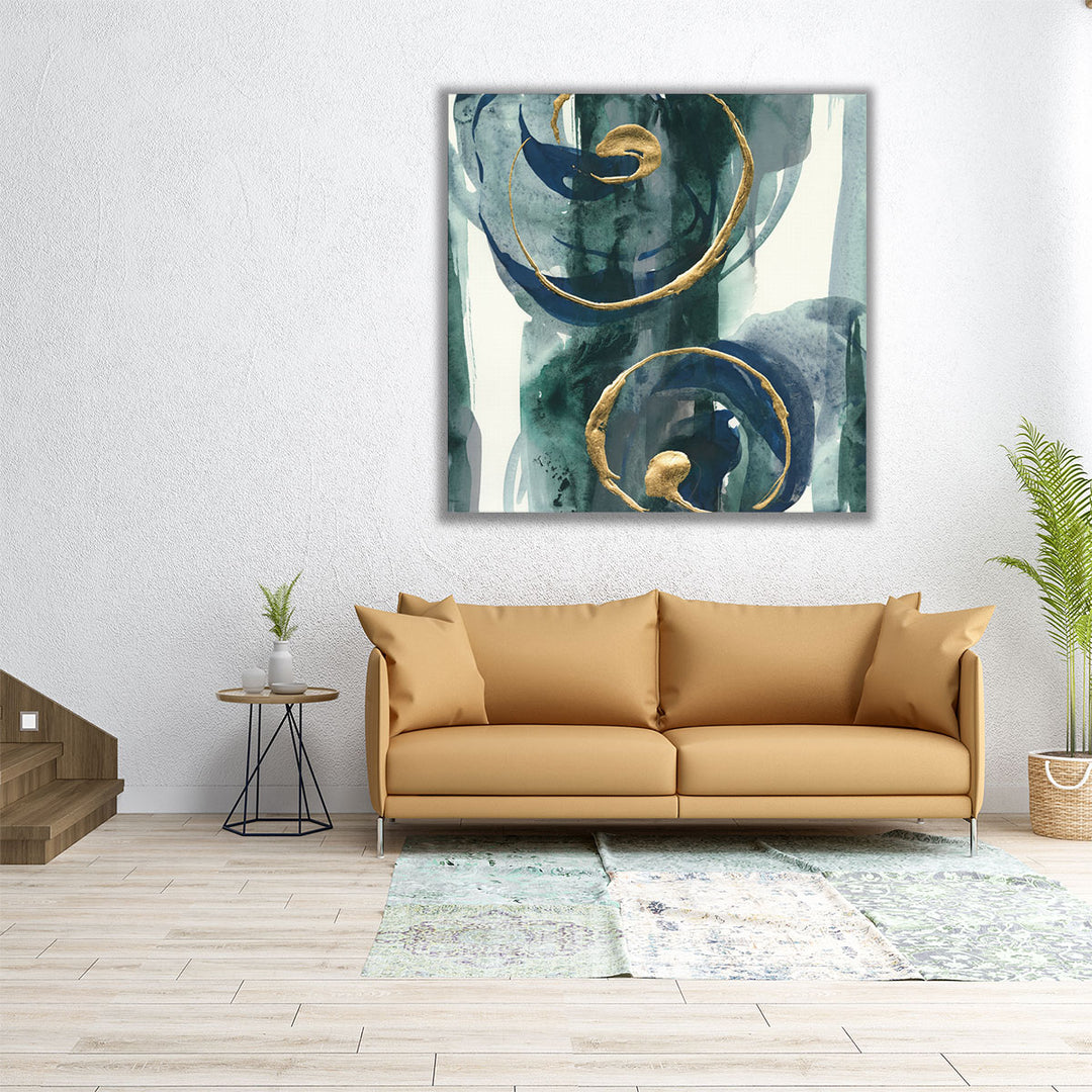 24x24 canvas art green gold accents