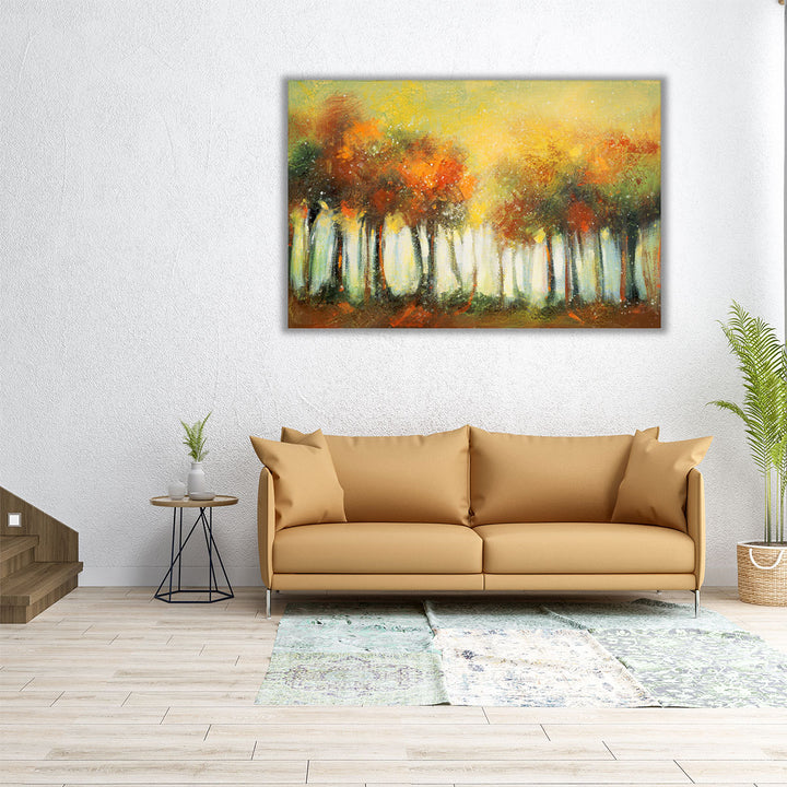 living room art – golden tree and roots