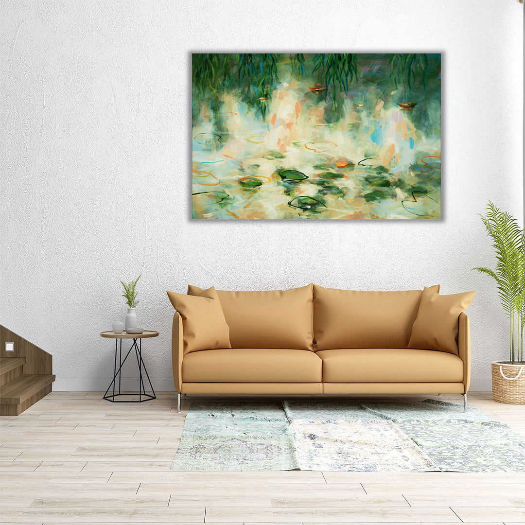 Horizontal neutral canvas with grass design