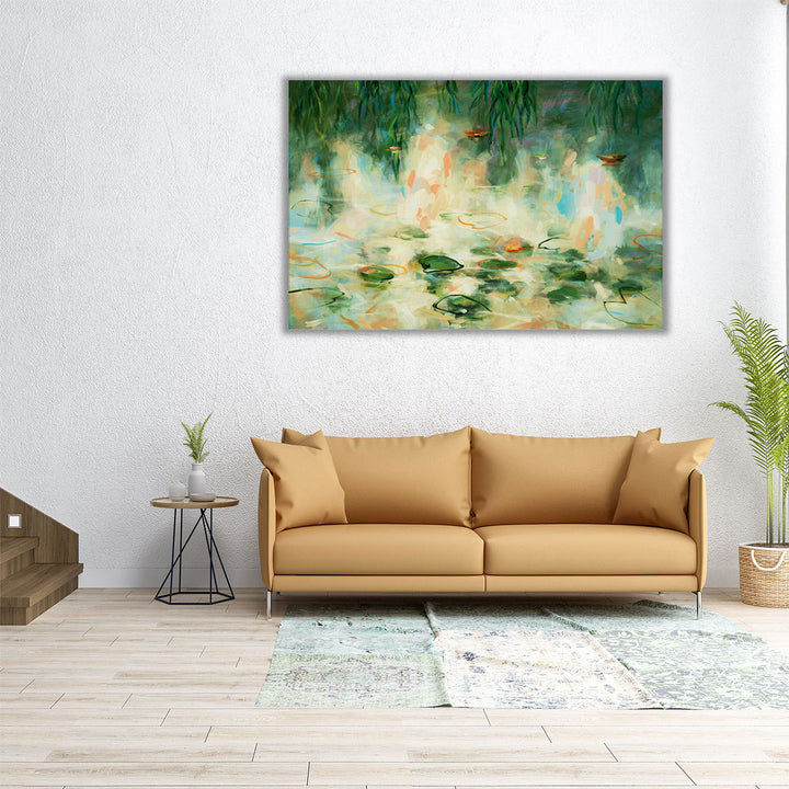 Horizontal neutral canvas with grass design