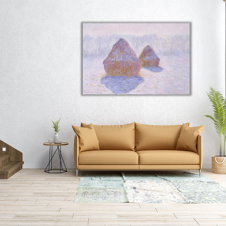 Haystacks (Effect of Snow and Sun), 1891 - Canvas Print Wall Art