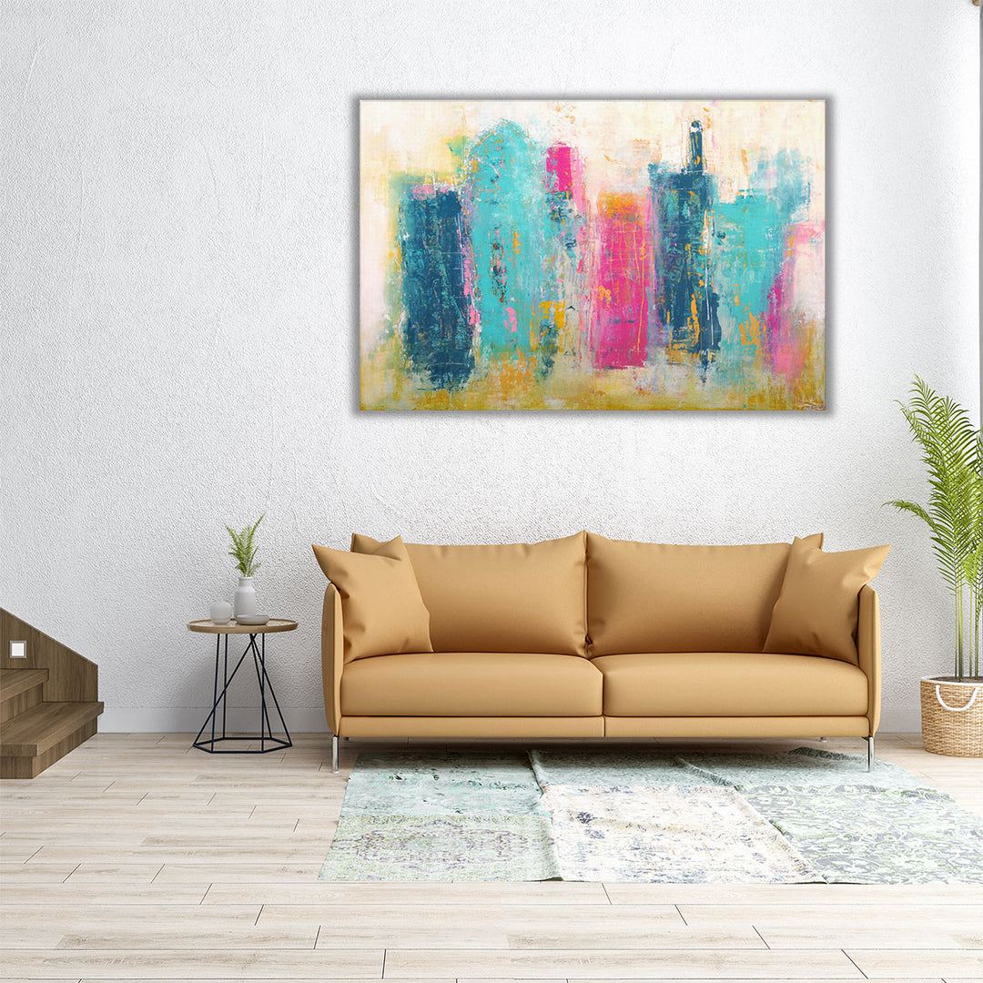 large canvas print – rippling blue brushwork