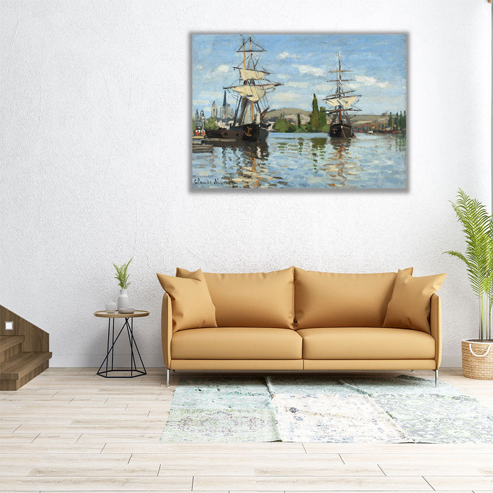 Ships Riding on the Seine at Rouen by Claude Monet, 1872–1873 - Canvas Print Wall Art
