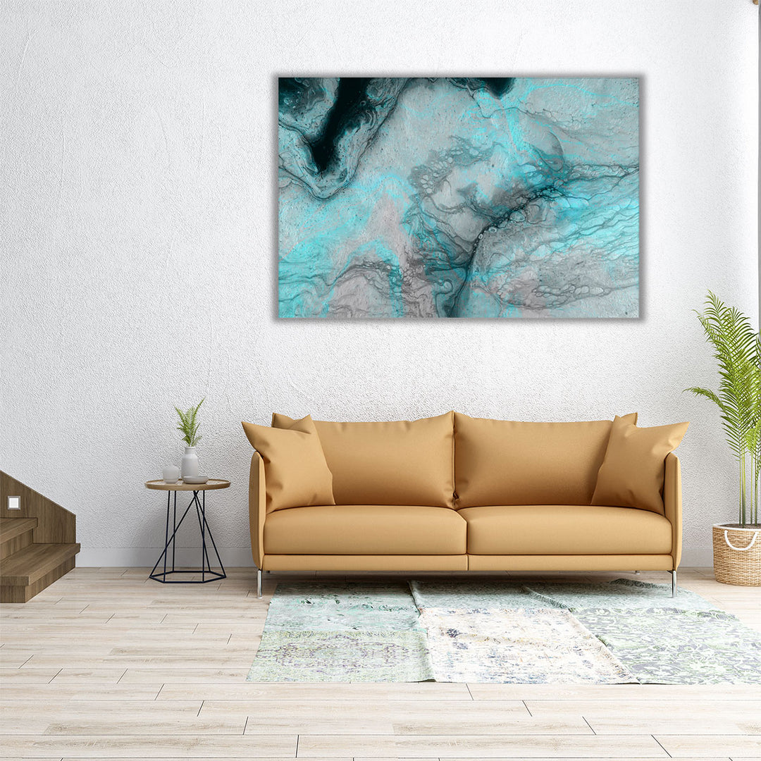 Rectangular blue textured abstract wall art