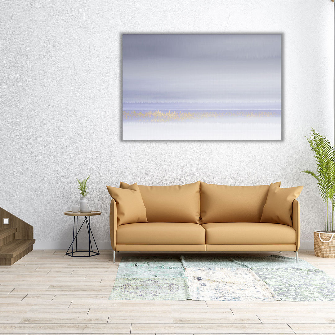Horizontal abstract print in pale blue palette
