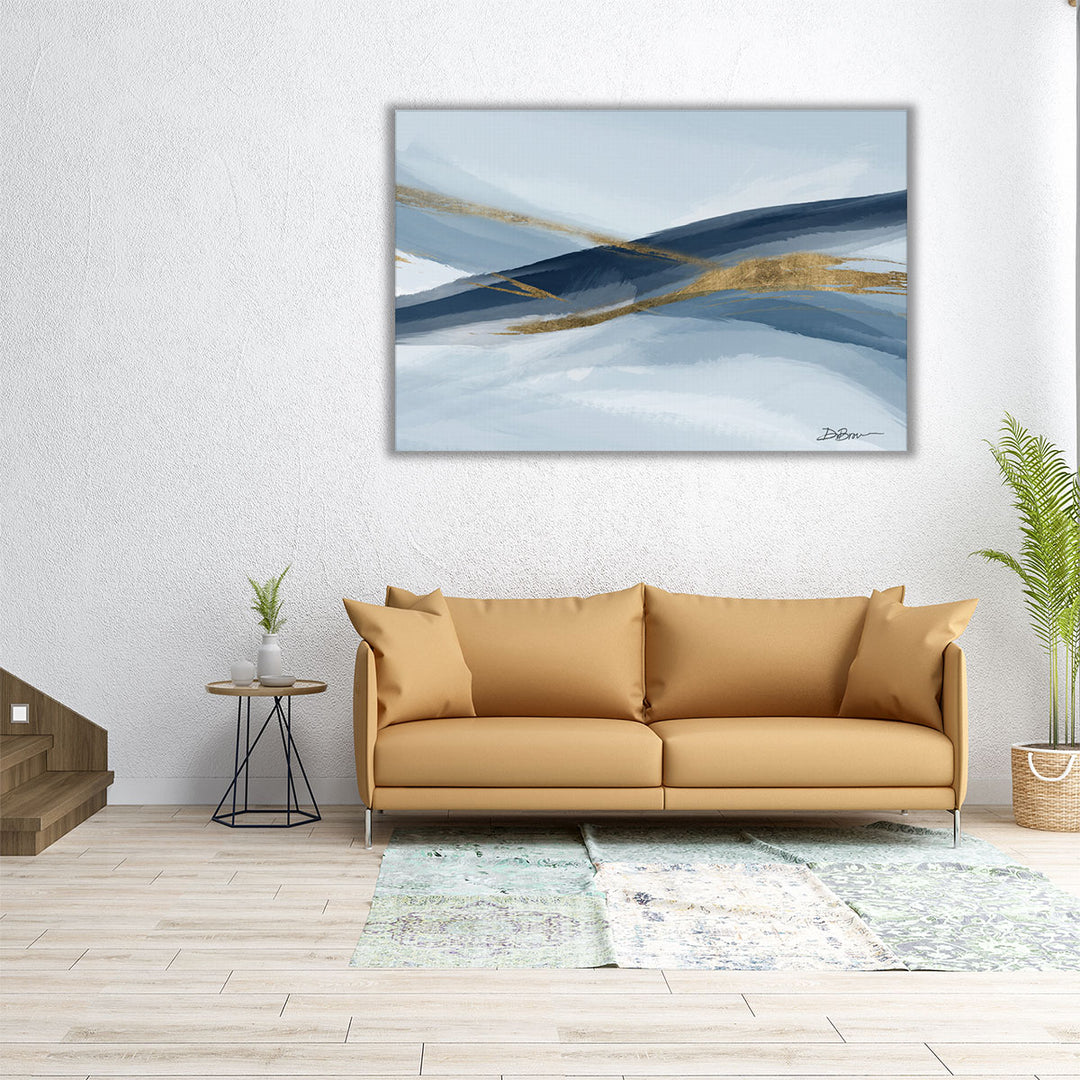60x40 Abstract Wall Art – grand navy marble effect canvas