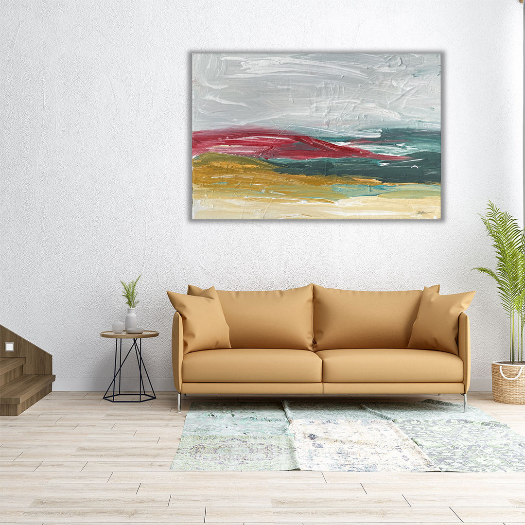 Wrapped canvas abstract silver red artwork