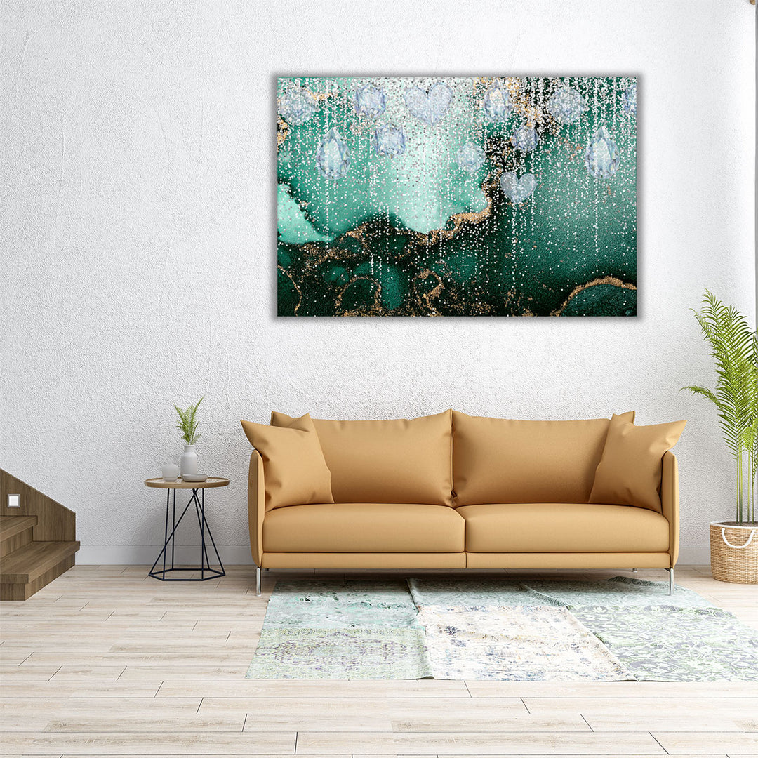 48×32 emerald gold wall print