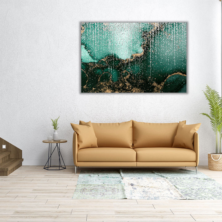 60×40 wall art – emerald abstract canvas