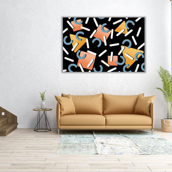Square black canvas with triangle designs