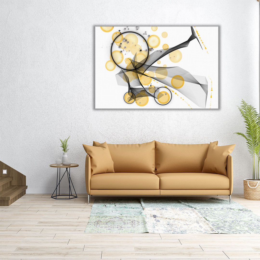 Abstract canvas featuring circular forms on white