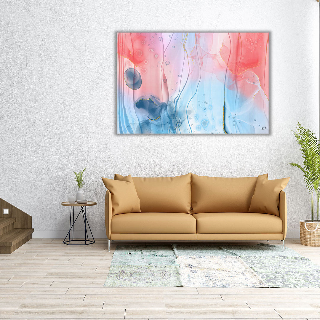 Horizontal canvas with bold watercolor design