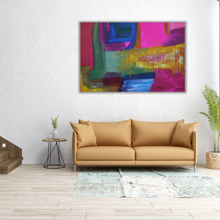 Wrapped canvas abstract painting framed