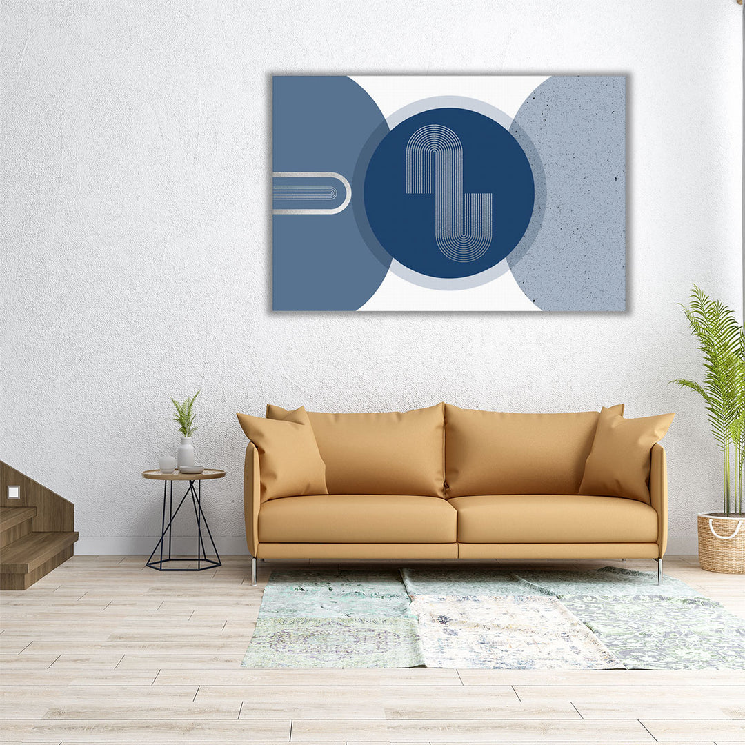 hallway display – navy and silver geometric canvas