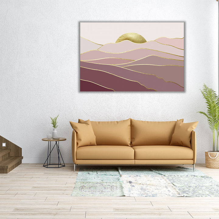 Horizontal pink canvas with flowing pattern
