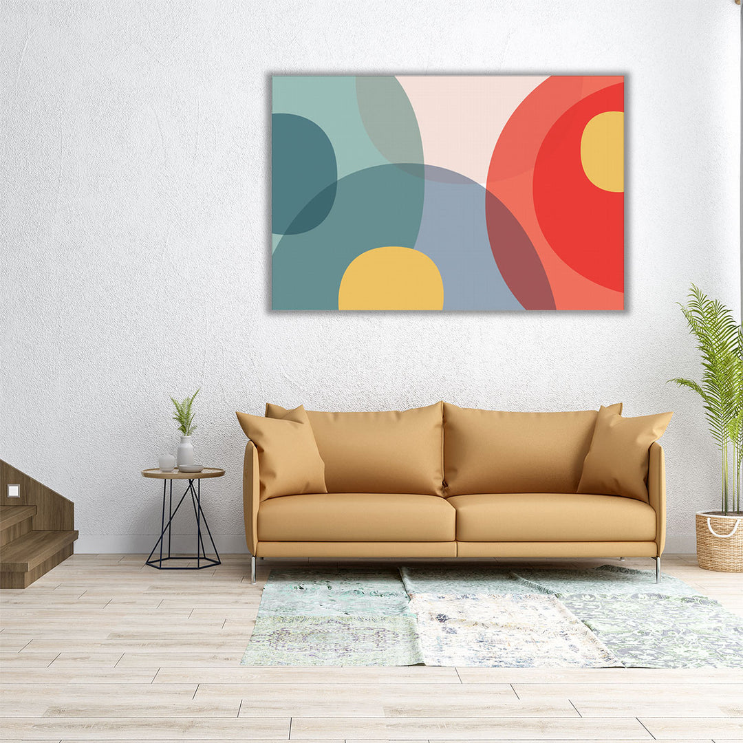 36×24 Red Blue Geometric Art Canvas