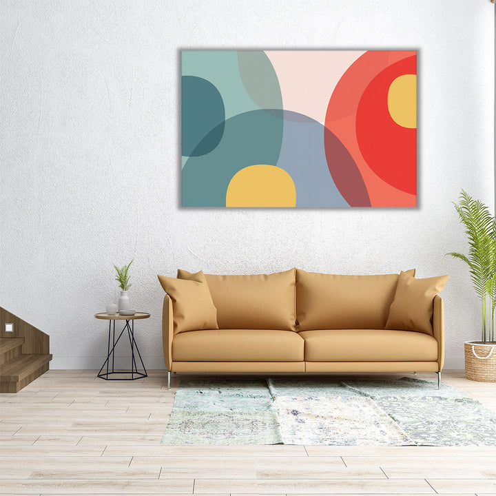 36×24 Red Blue Geometric Art Canvas