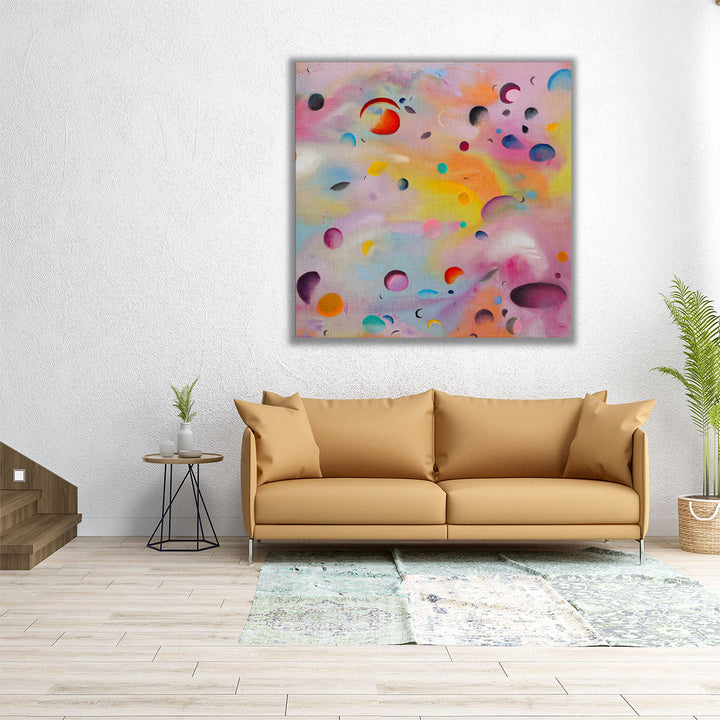 Wrapped canvas colorful foyer statement piece