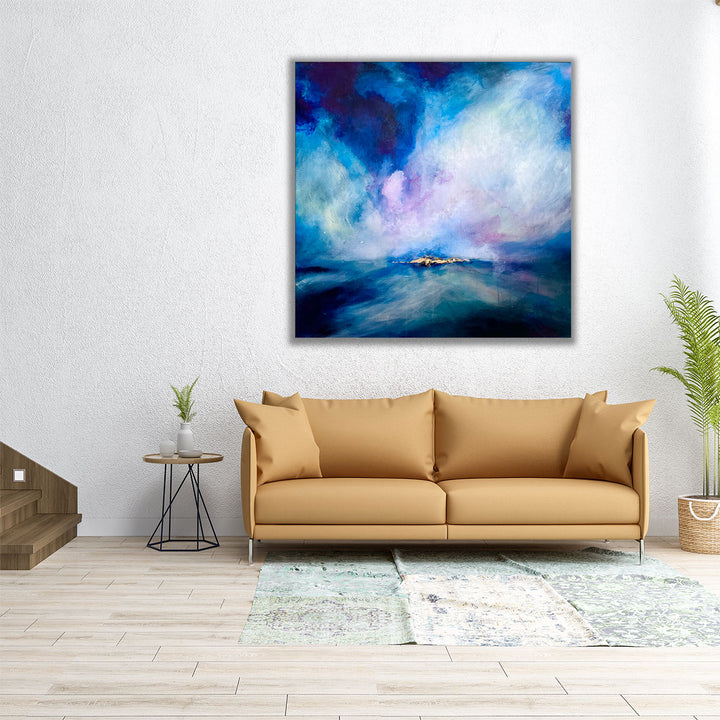 16x16 seascape spray art vibrant blue