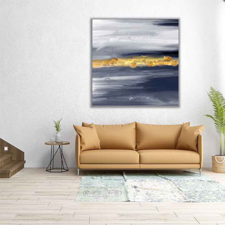 30x30 bedroom canvas blue white gold accents