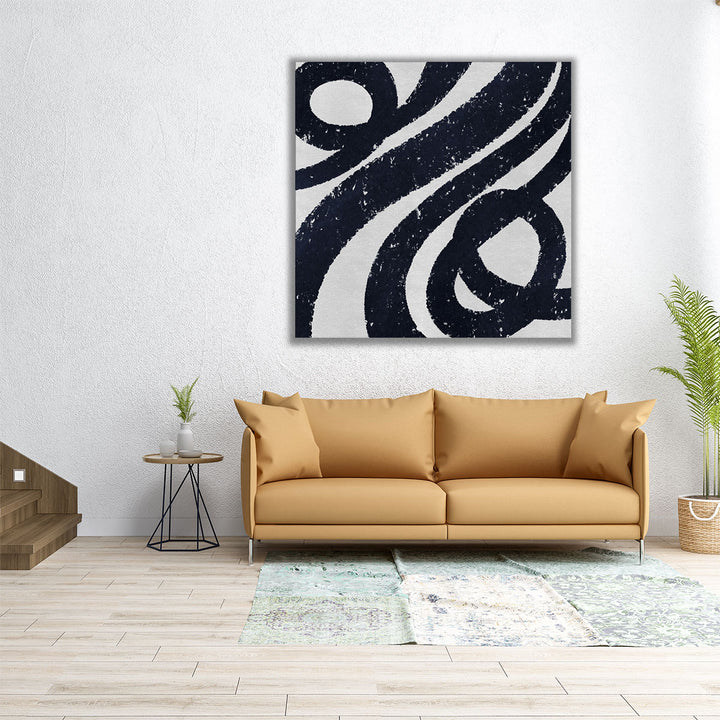 White framed canvas black curve print