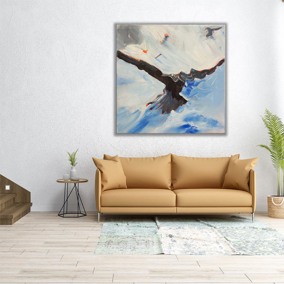 Square abstract crow painting