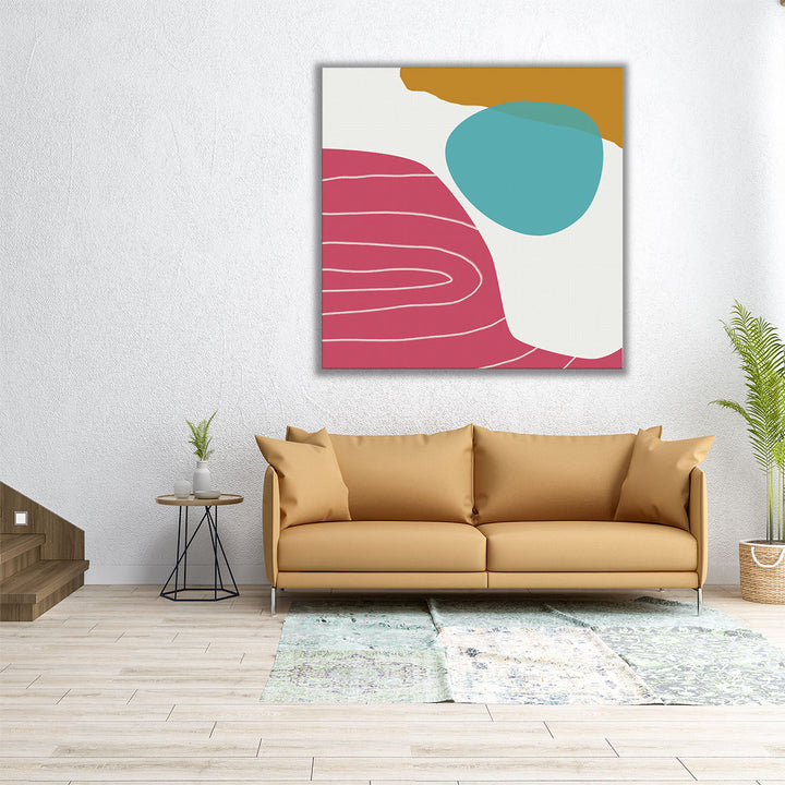 Square abstract painting with soft tones