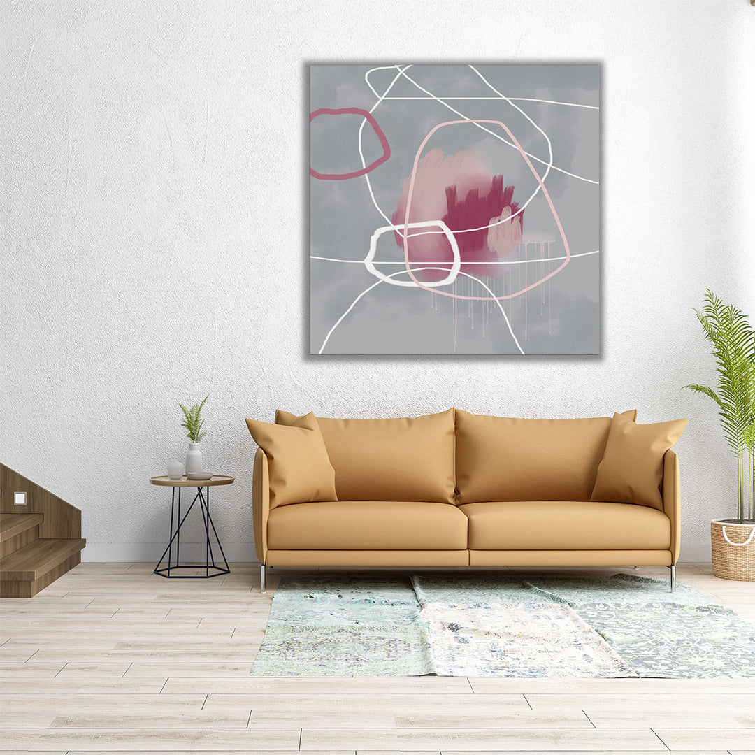 Oversized grey abstract painting lines