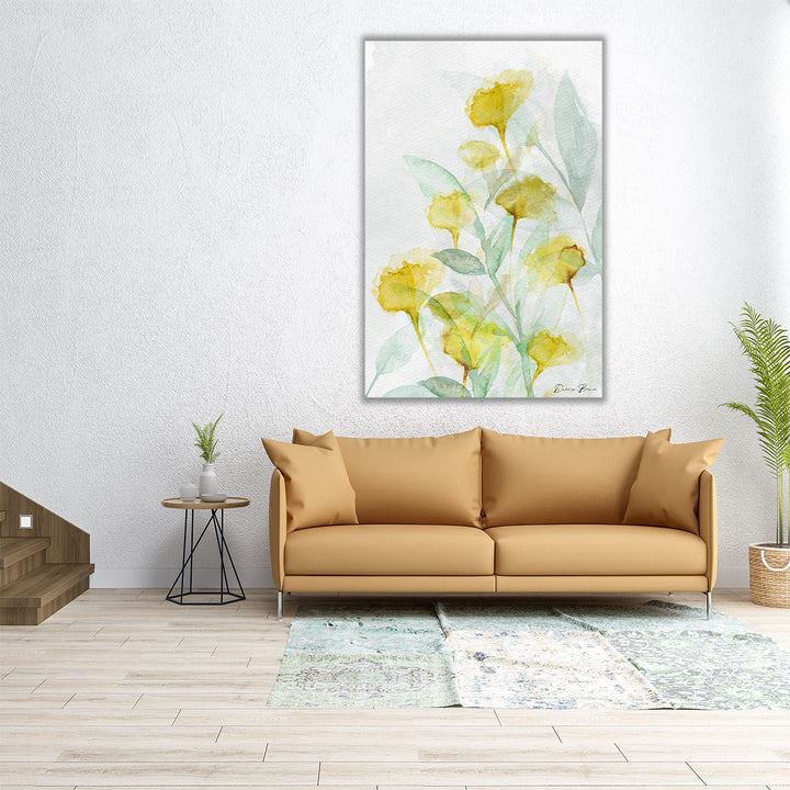 Vertical abstract flower painting for modern interiors