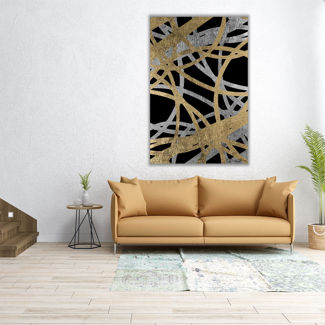 24x36 wrapped canvas silver geometric art