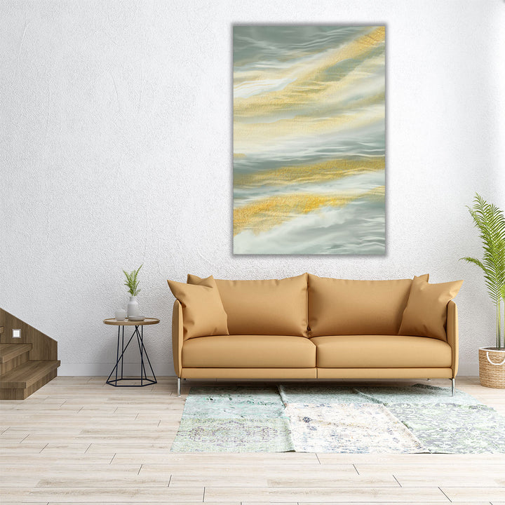 40x60 Wall Art – oversized vertical abstract in beige and yellow