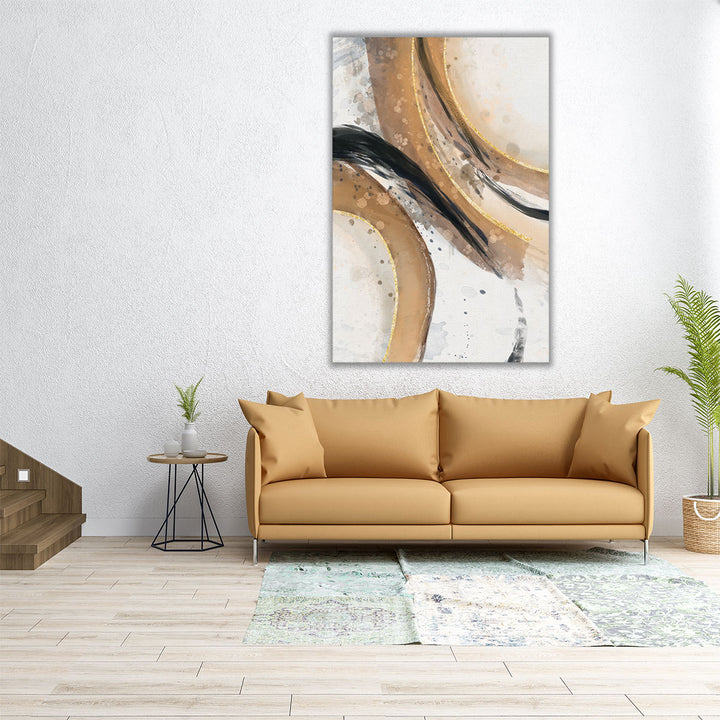 32×48 abstract canvas – brown and white strokes