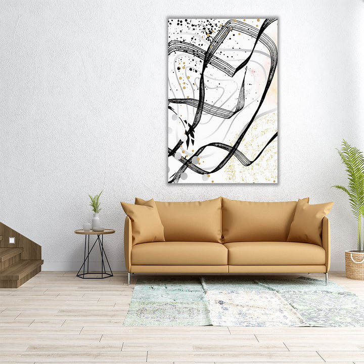 Oversized abstract wall art with minimal tones