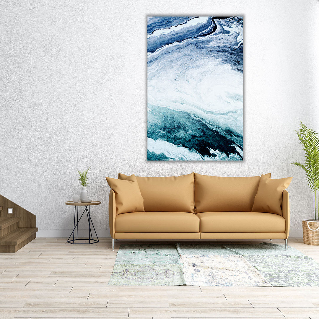 Large contemporary white and blue wall artwork