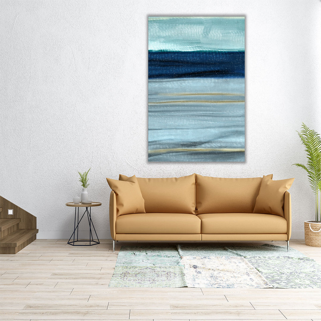 Large blue abstract painting for stylish interiors