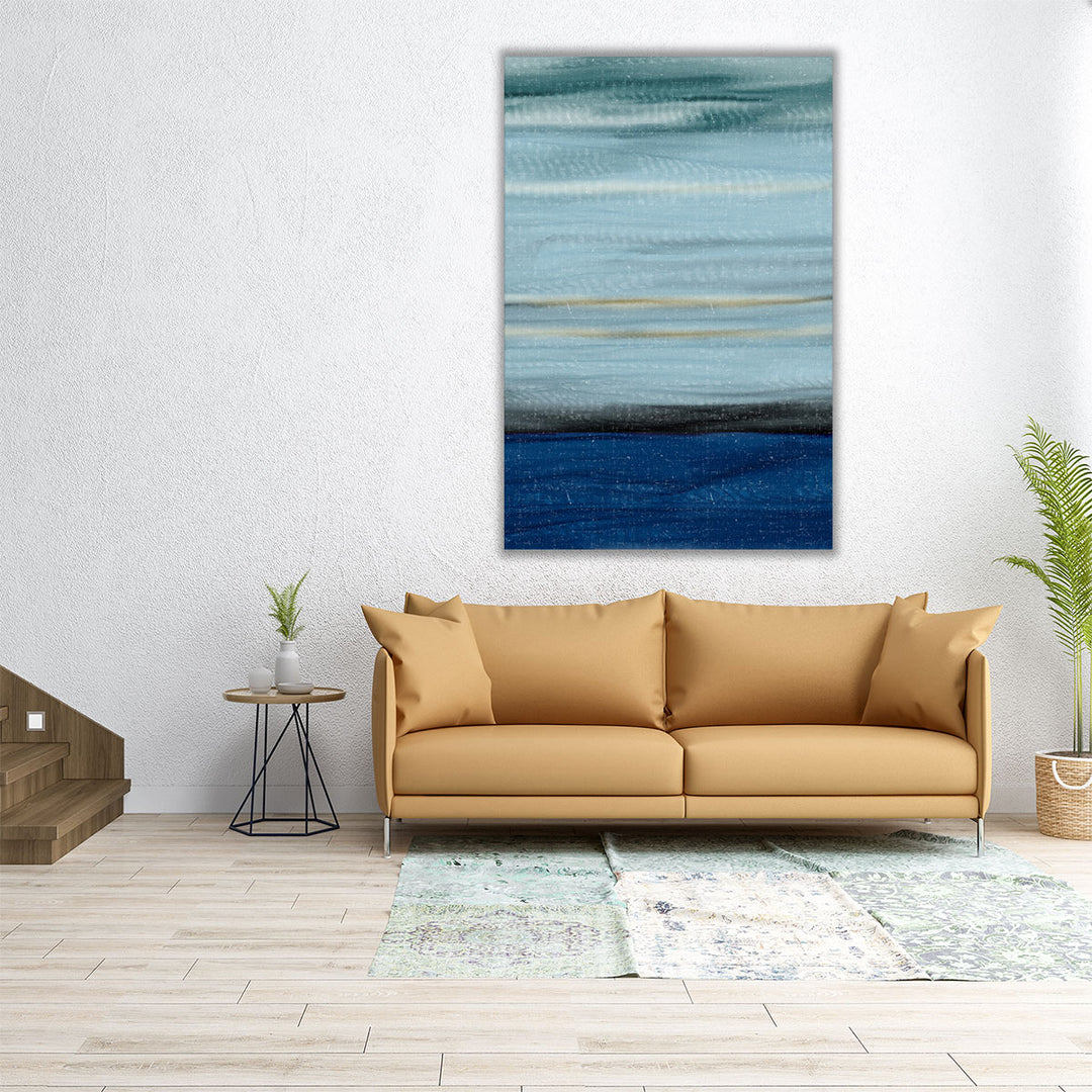 Large blue abstract canvas artwork