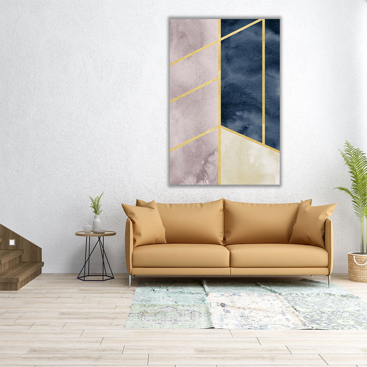 24x36 wrapped canvas navy and gold shapes
