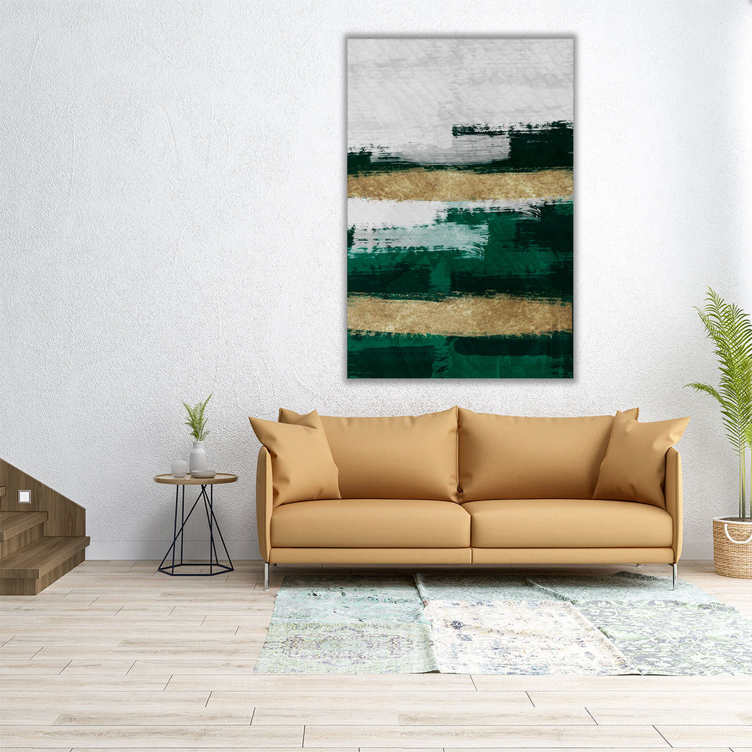 40x60 Wall Art – large vertical canvas in white and green tones