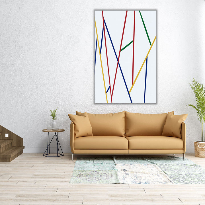 Wrapped canvas colorful line display