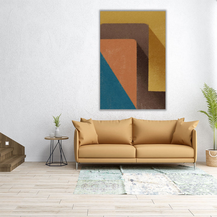 blue rectangle and yellow circle art print