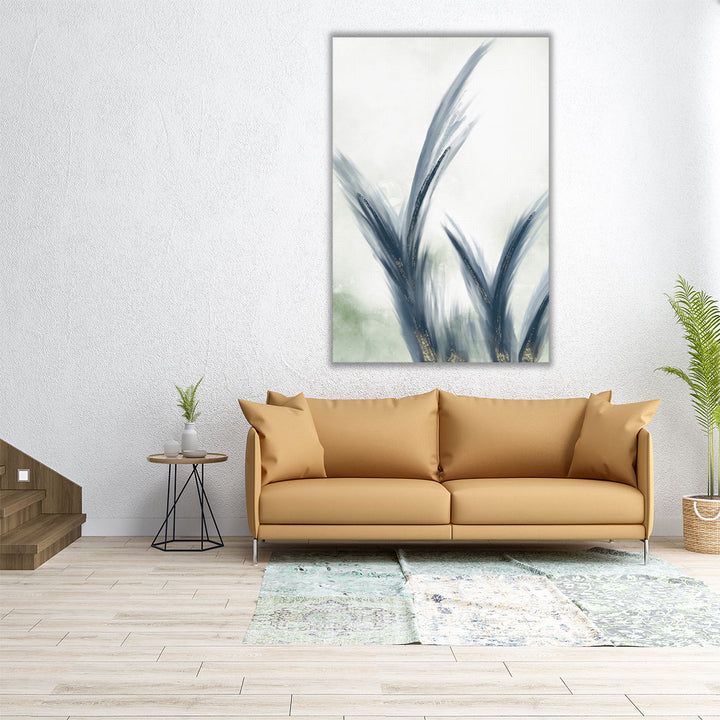 Wrapped canvas neutral blue abstract floral design