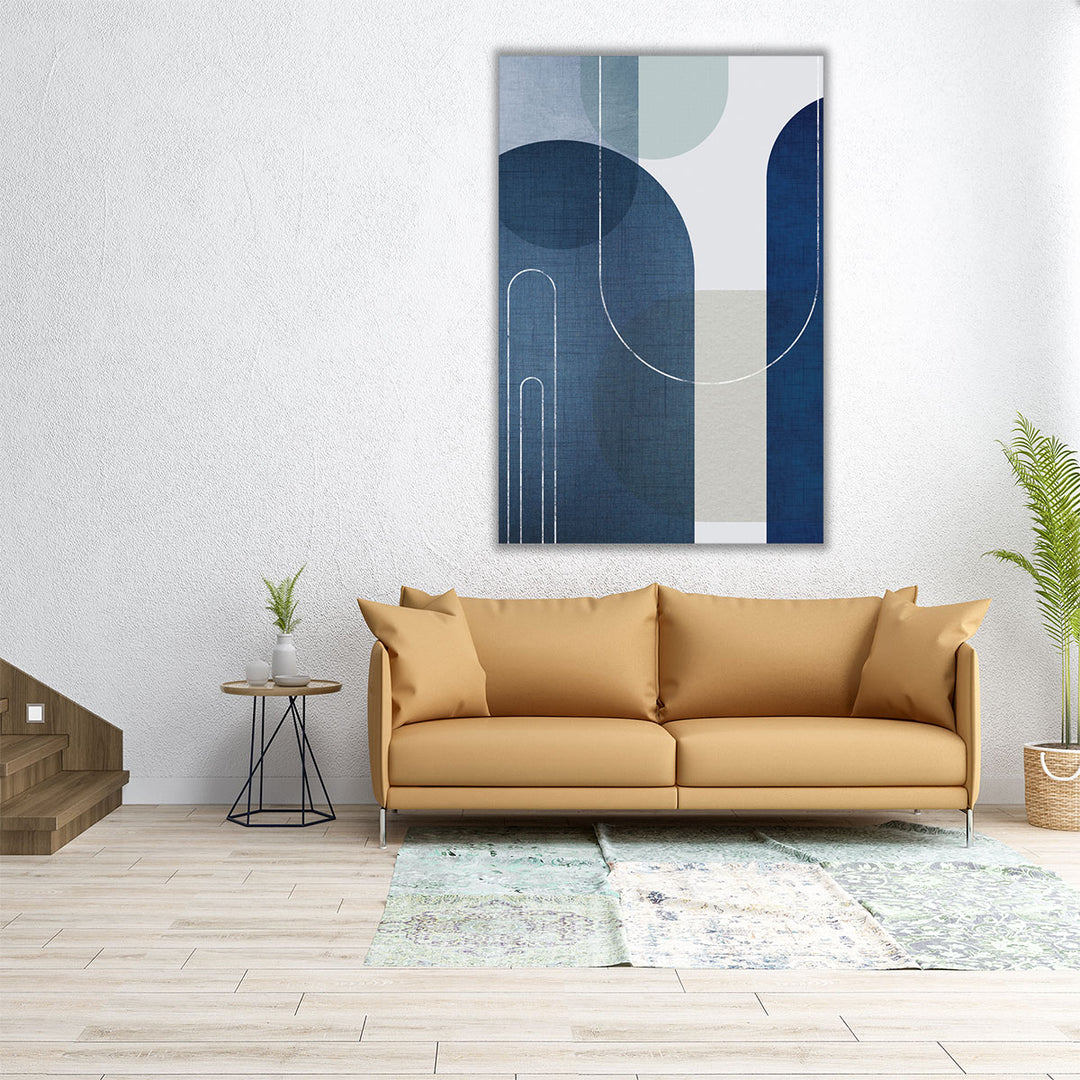 40x60 Wall Art – vertical abstract in blue and neutral tones