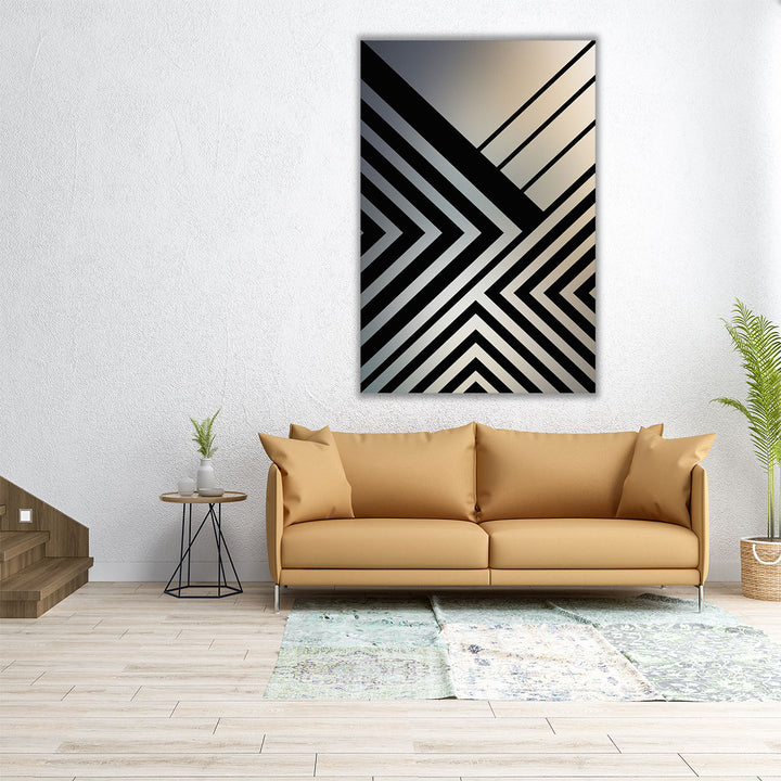 Wrapped canvas geometric line décor living room