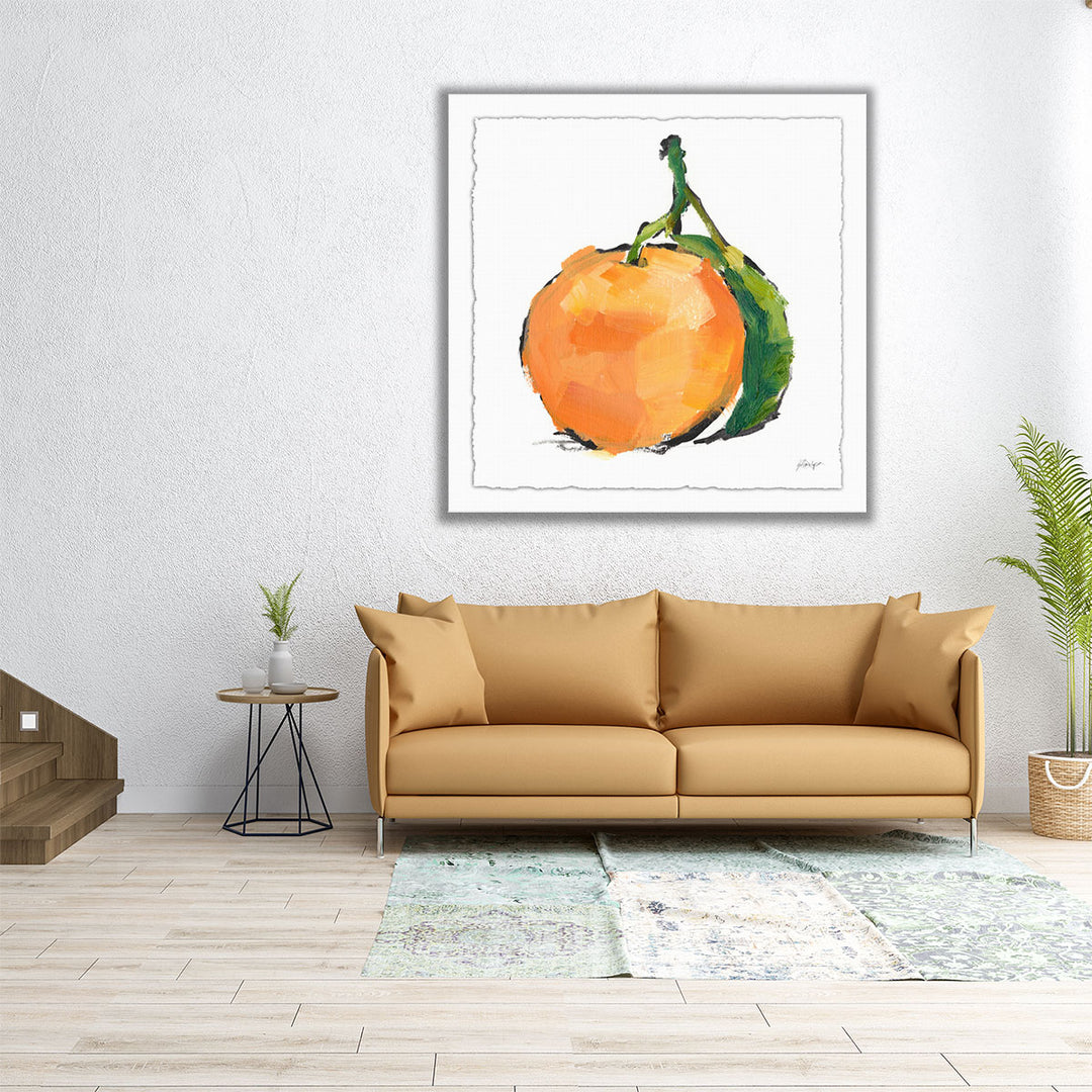 large orange artwork – bright kitchen accent