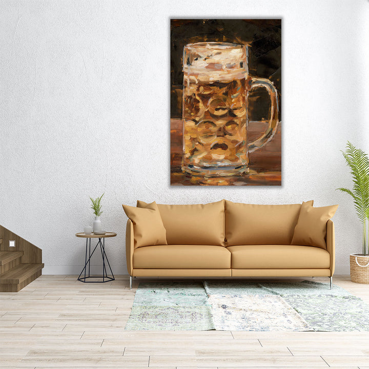 bar décor – brown and beige glass painting