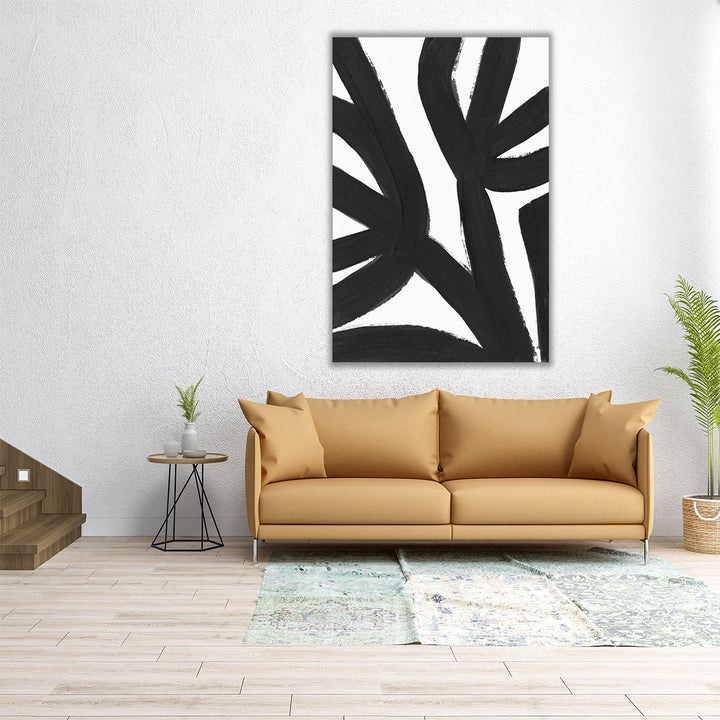 hallway wall art – dynamic black line pattern