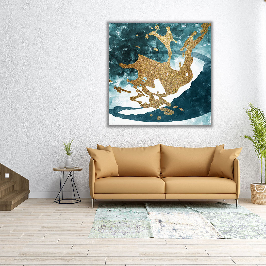 24x24 wrapped canvas abstract teal pattern