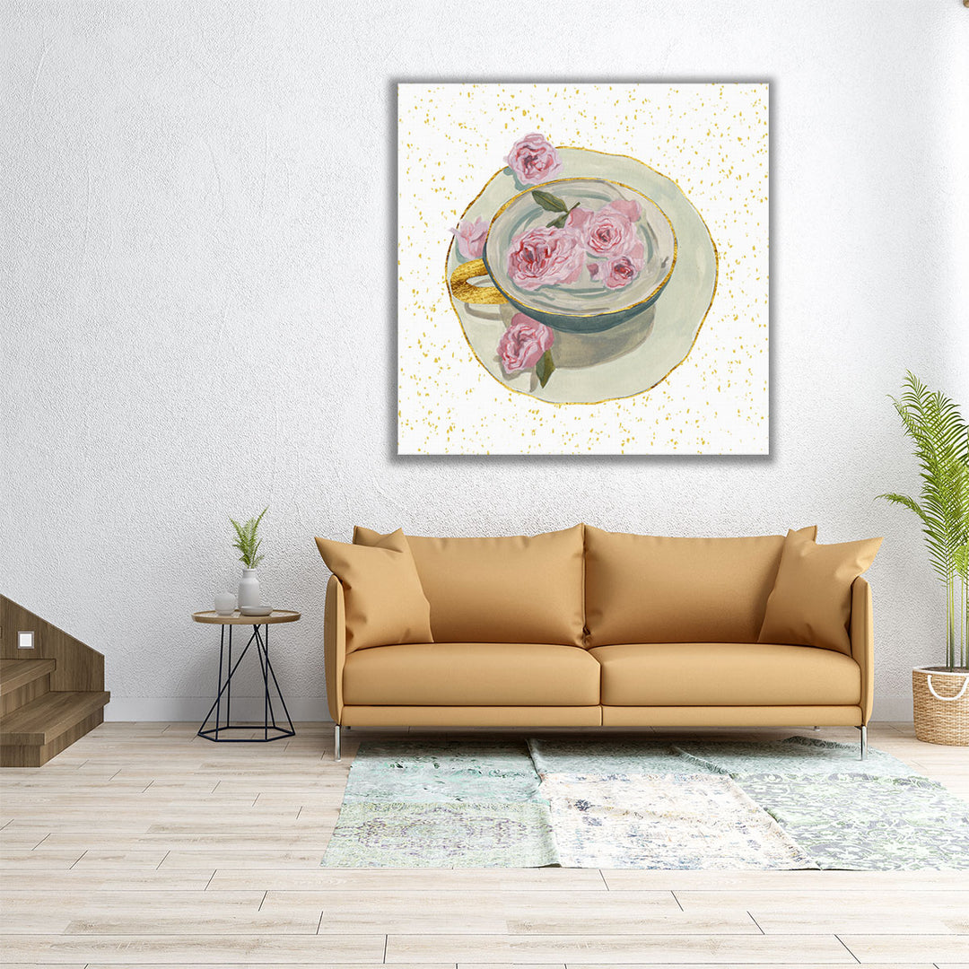 large kitchen art – soft pink botanical scene