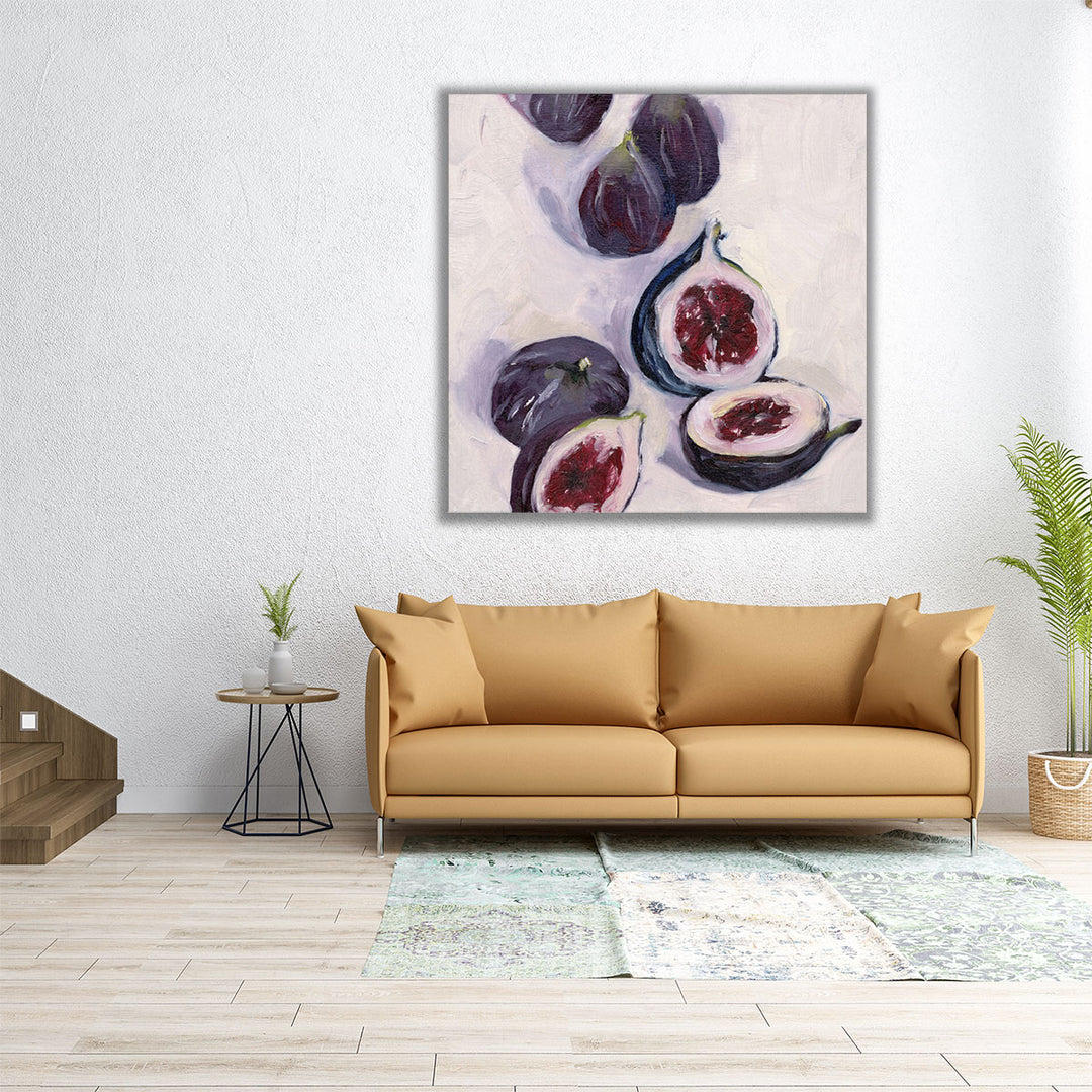 large kitchen art – modern purple fig motif